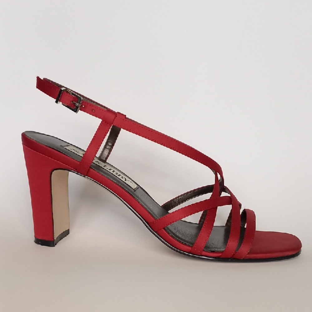 Sam & Libby Red Block Heel Sandals